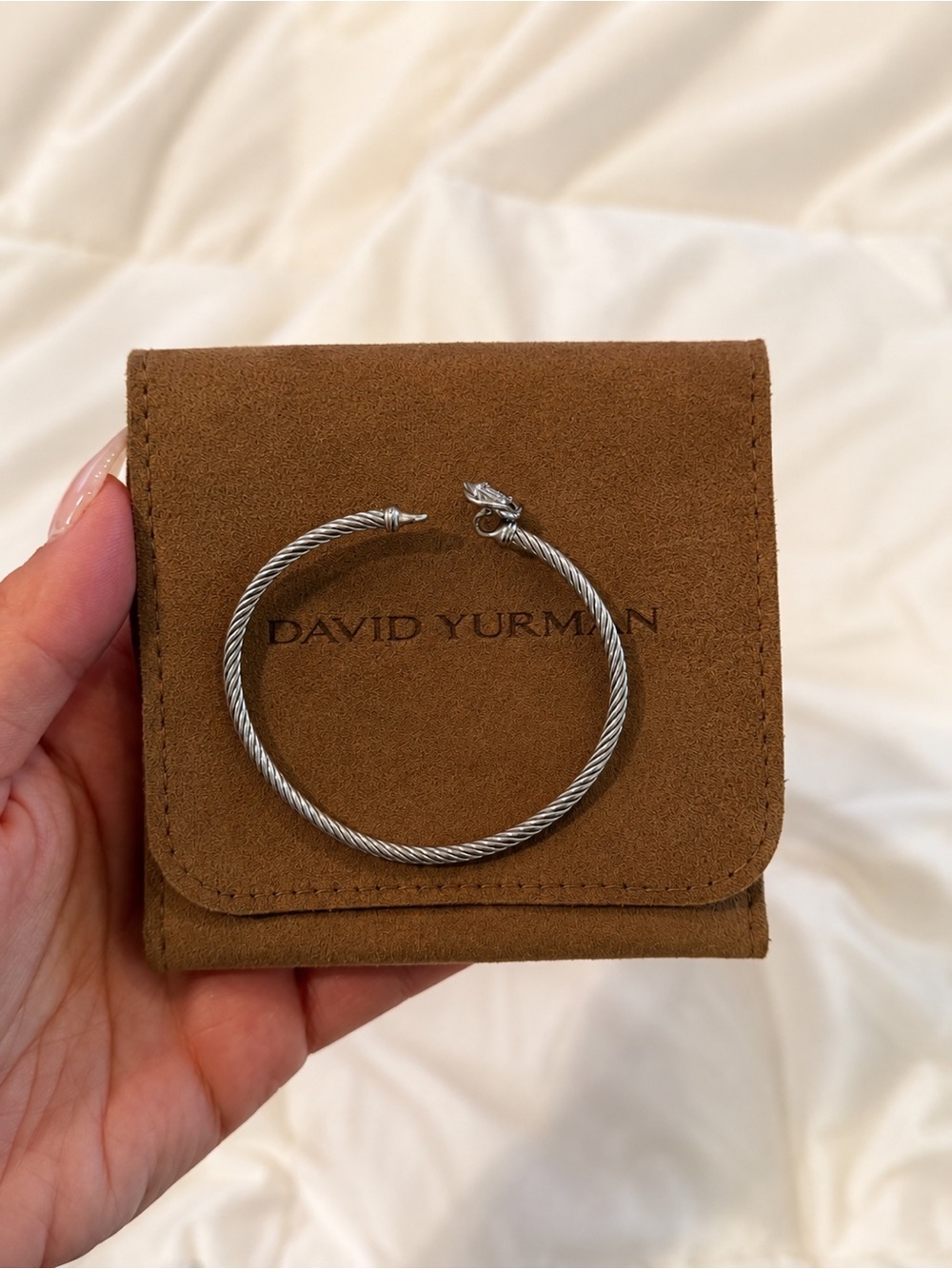 David Yurman Sterling Diamond Cable Hoop Bracelet - Silver